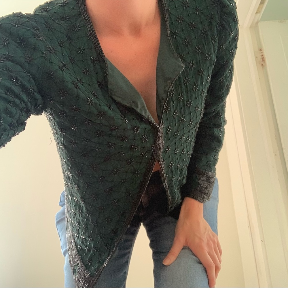 STUNNING VINTAGE BEADED GATSBY JACKET TOP Sz L